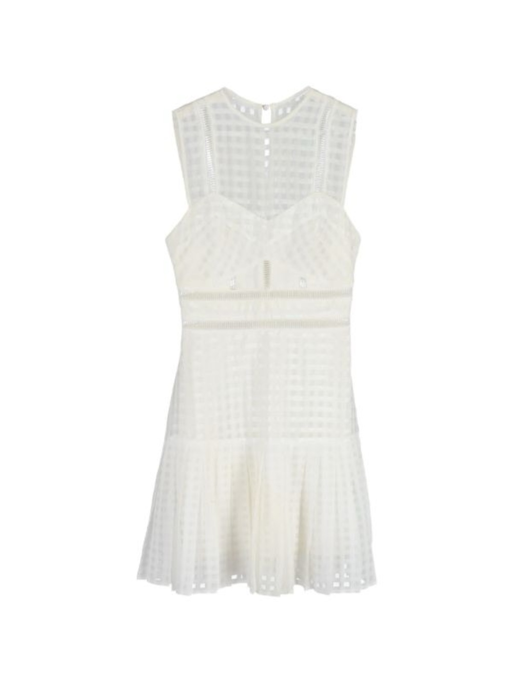 Self-Portrait White Lace Eyelet Dress with Gold Logo Tag